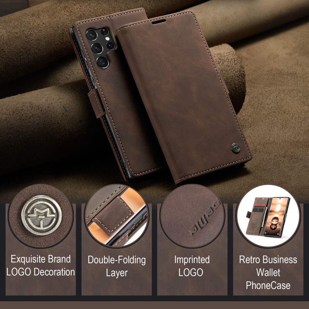 CASEME CASEME Galaxy S24 Ultra Fodral Retro Läder Mörk Brun