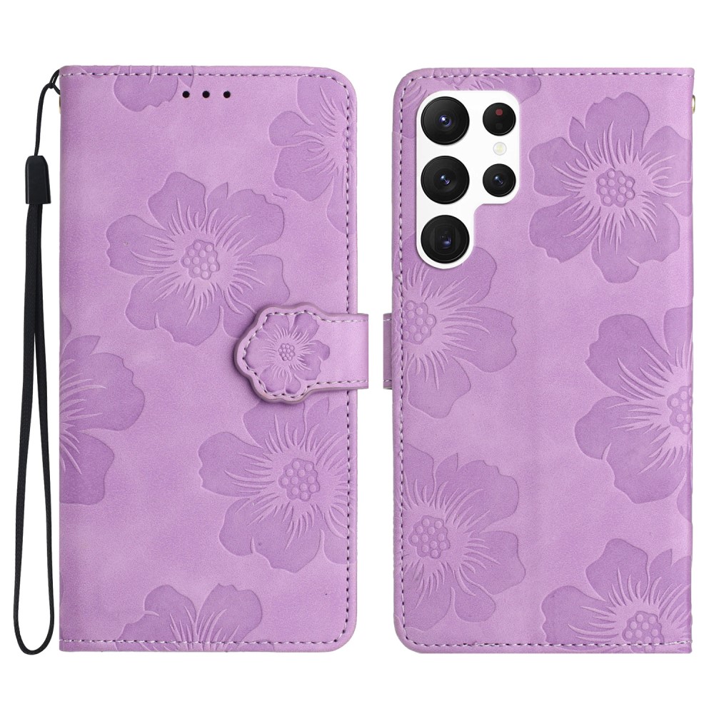  Samsung Galaxy S24 Ultra Fodral Blommigt Tryck Lila