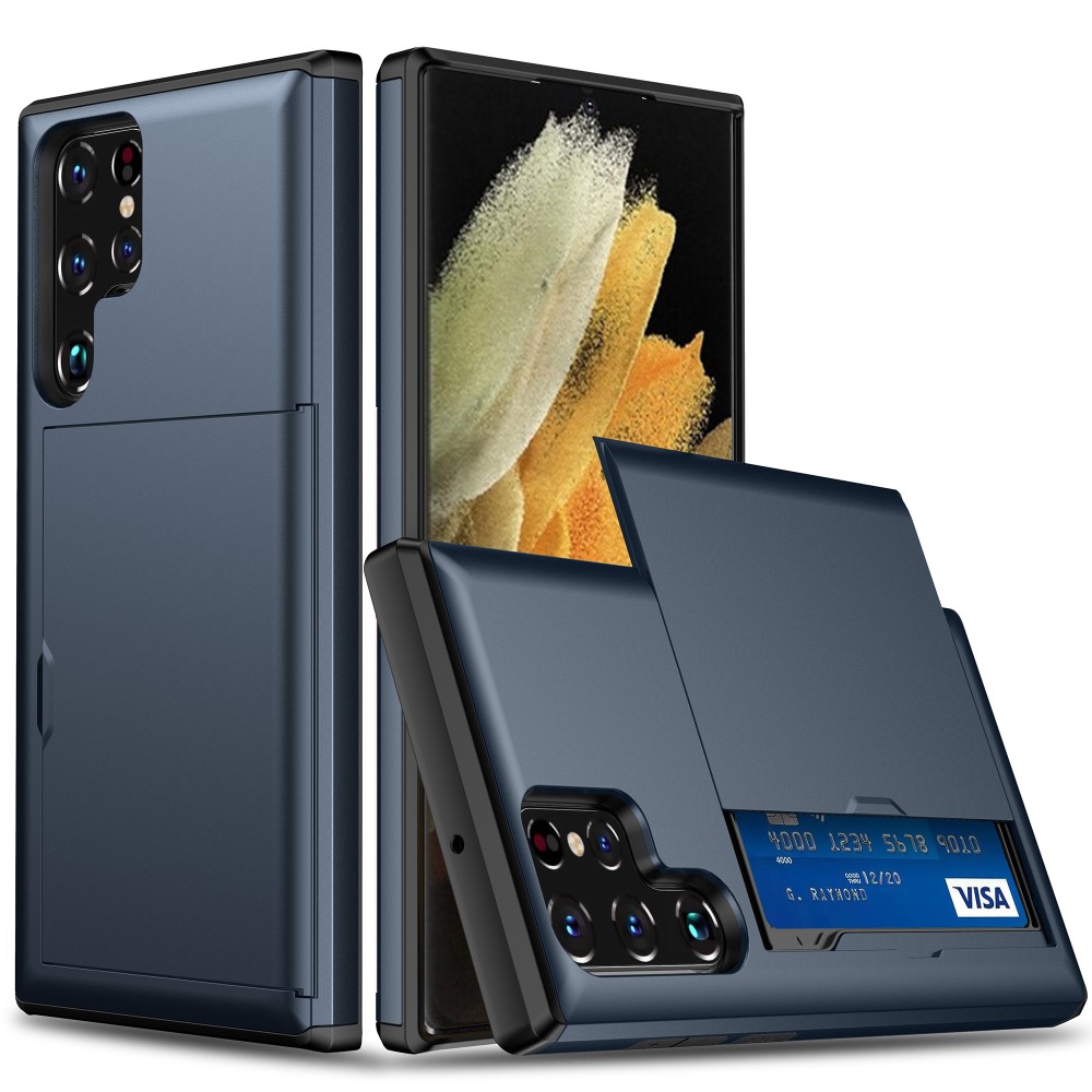  Samsung Galaxy S24 Ultra Skal Med Kortfack Mörk Blå