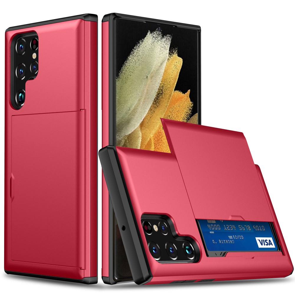  Samsung Galaxy S24 Ultra Skal Med Kortfack Röd