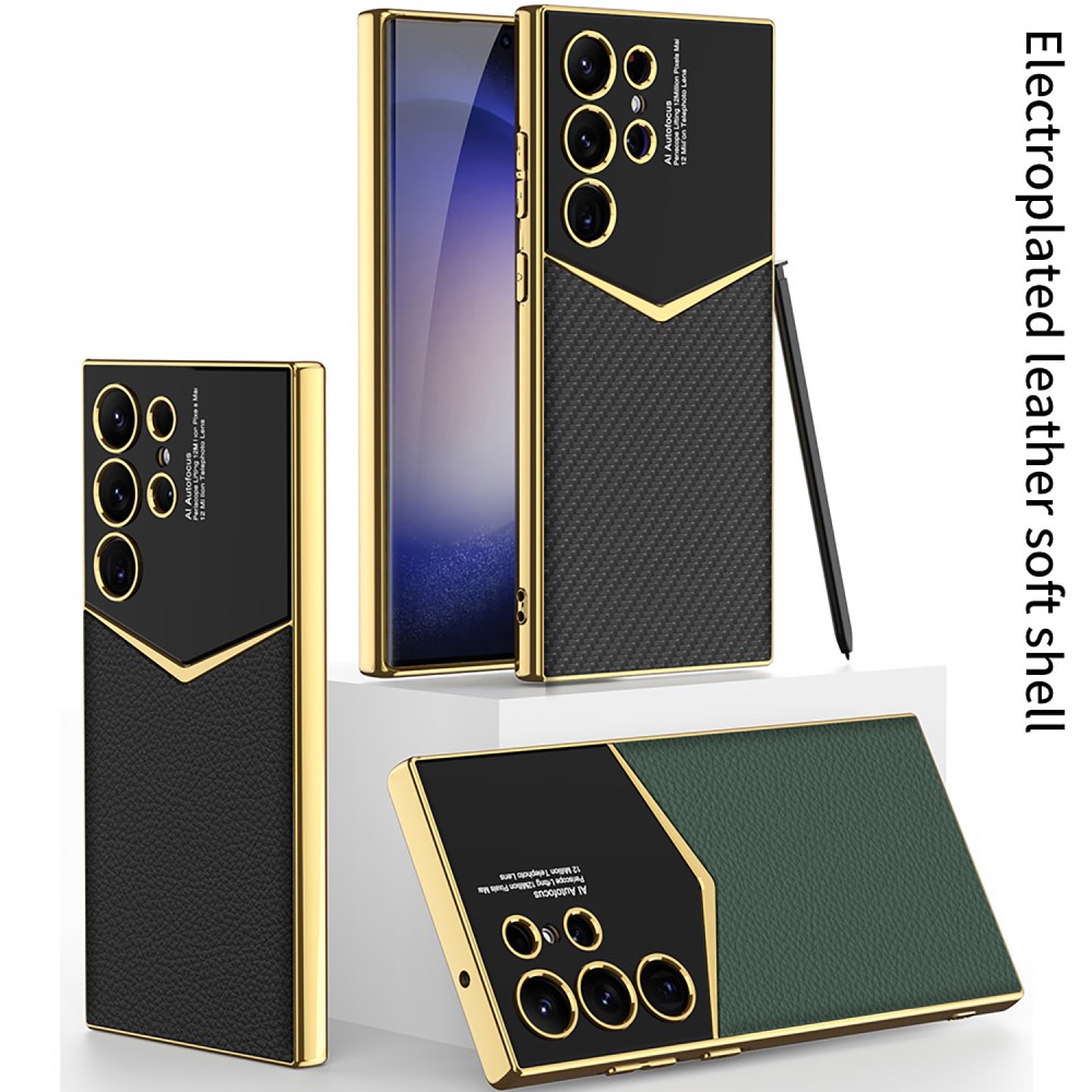 GKK GKK Galaxy S24 Ultra Skal Läder Hybrid Electroplate Vit