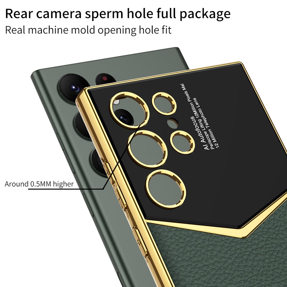 GKK GKK Galaxy S24 Ultra Skal Läder Hybrid Electroplate Vit