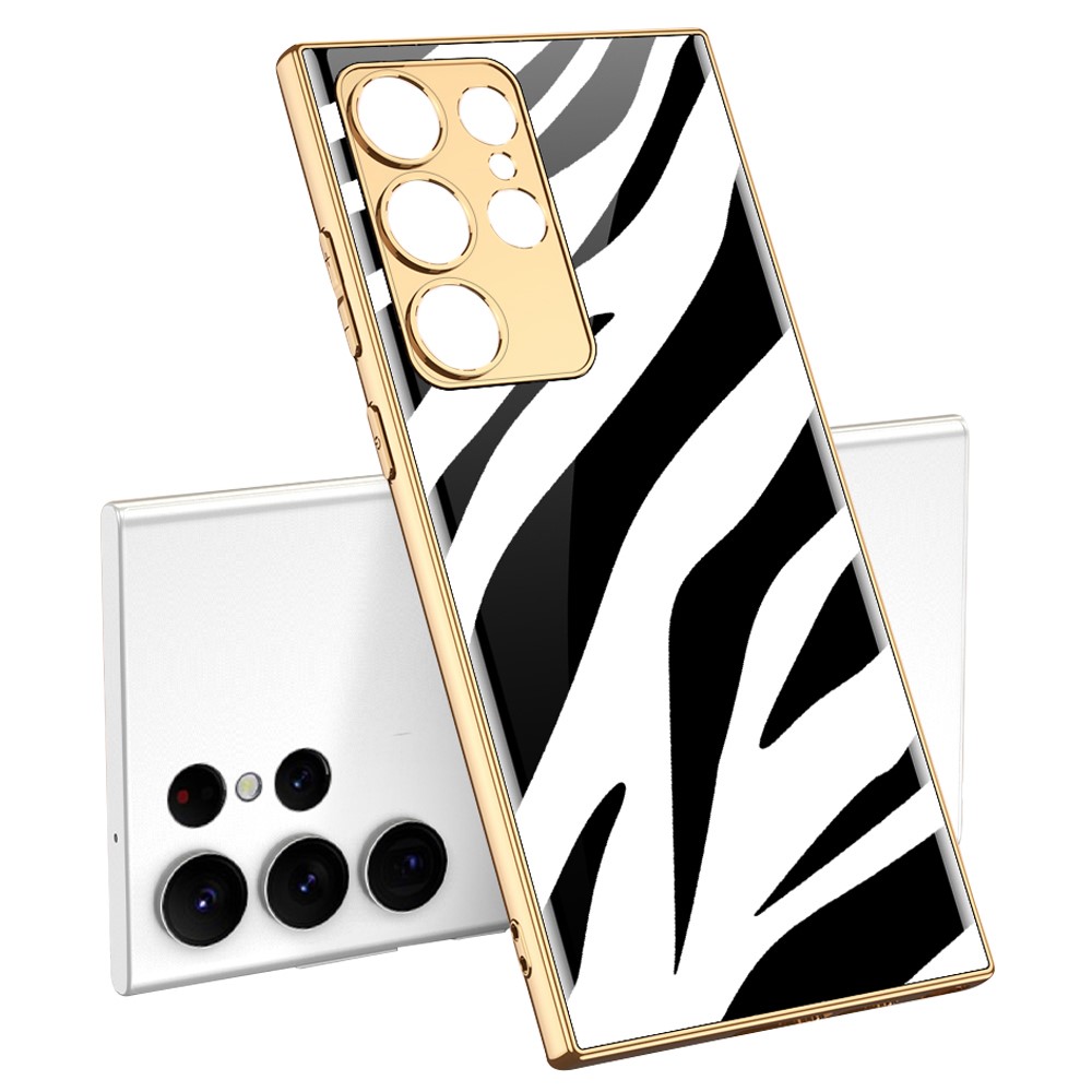 GKK GKK Galaxy S24 Ultra Skal Härdat Glas Electroplate Zebra