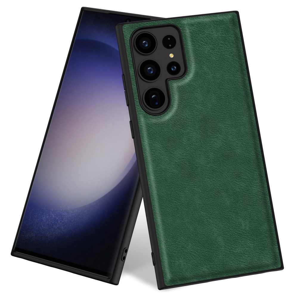  Galaxy S24 Ultra Läderbelagt Hybrid Skal Grön