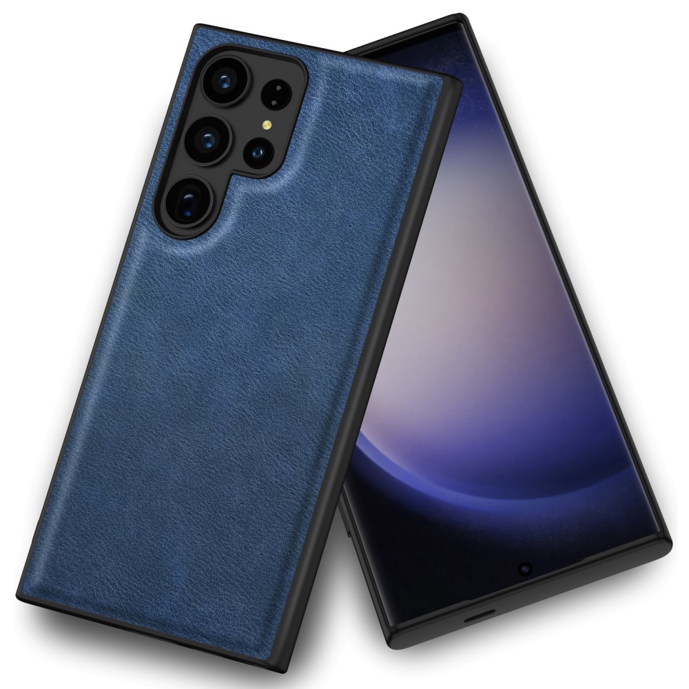  Galaxy S24 Ultra Läderbelagt Hybrid Skal Blå