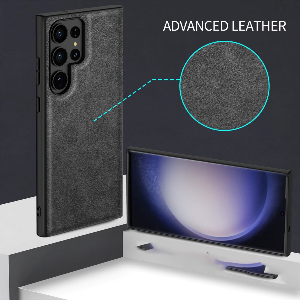  Galaxy S24 Ultra Läderbelagt Hybrid Skal Röd