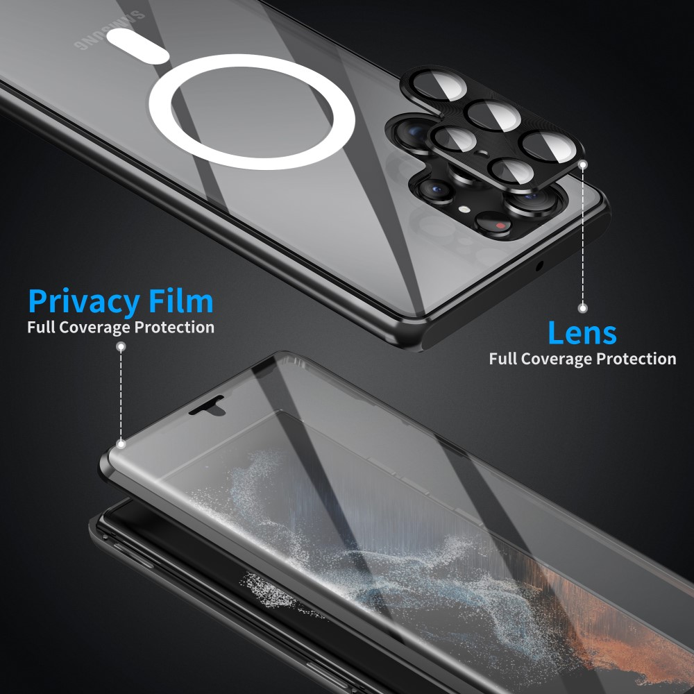  Galaxy S24 Ultra Skal MagSafe 360 Hybrid Härdat Glas Svart