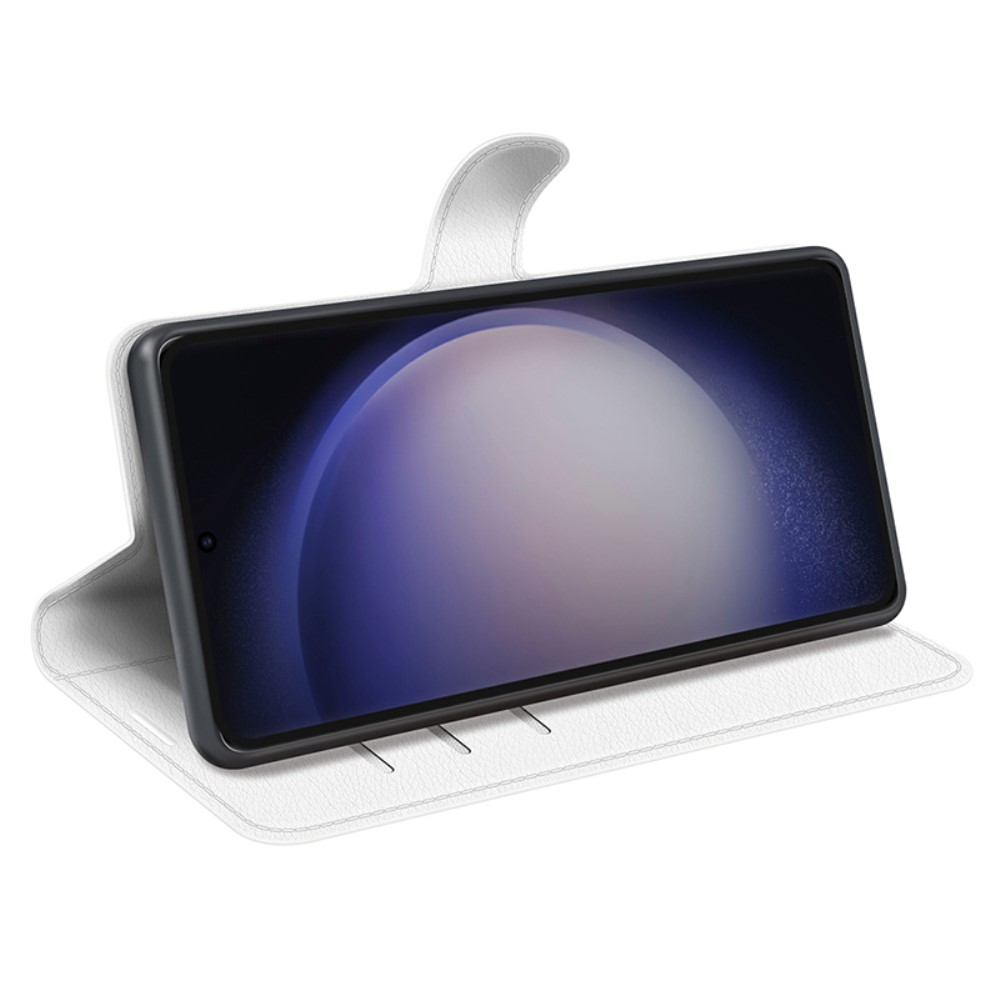  Samsung Galaxy S24 Ultra Fodral Läder Litchi Vit