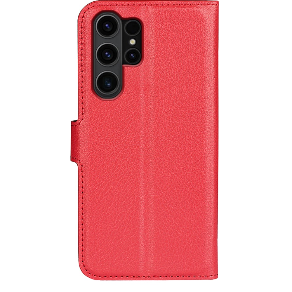 Samsung Galaxy S24 Ultra Fodral Läder Litchi Röd