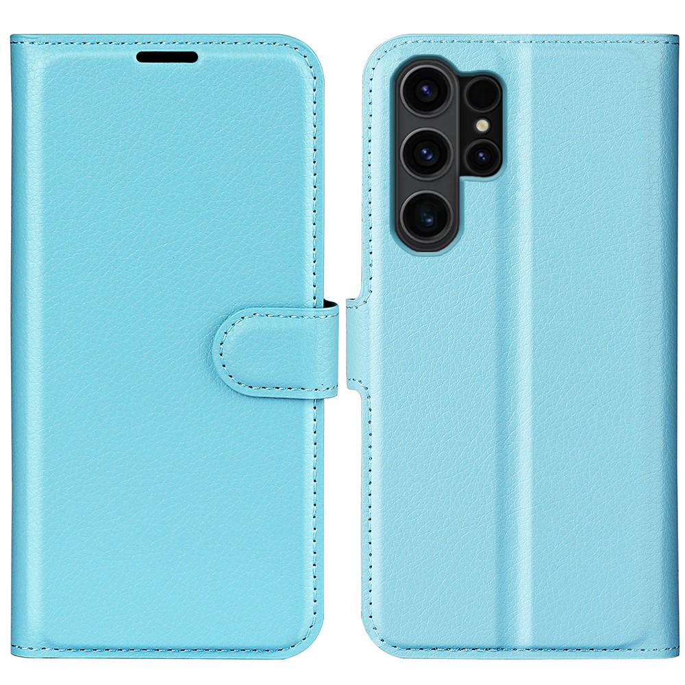  Samsung Galaxy S24 Ultra Fodral Läder Litchi Ljus Blå