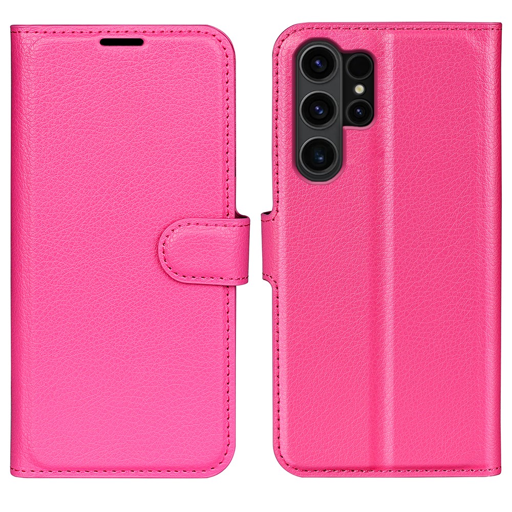  Samsung Galaxy S24 Ultra Fodral Läder Litchi Rosa