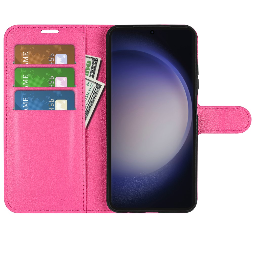  Samsung Galaxy S24 Ultra Fodral Läder Litchi Rosa