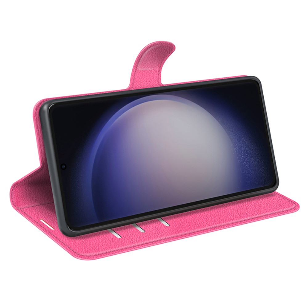  Samsung Galaxy S24 Ultra Fodral Läder Litchi Rosa