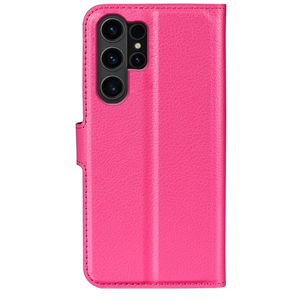  Samsung Galaxy S24 Ultra Fodral Läder Litchi Rosa