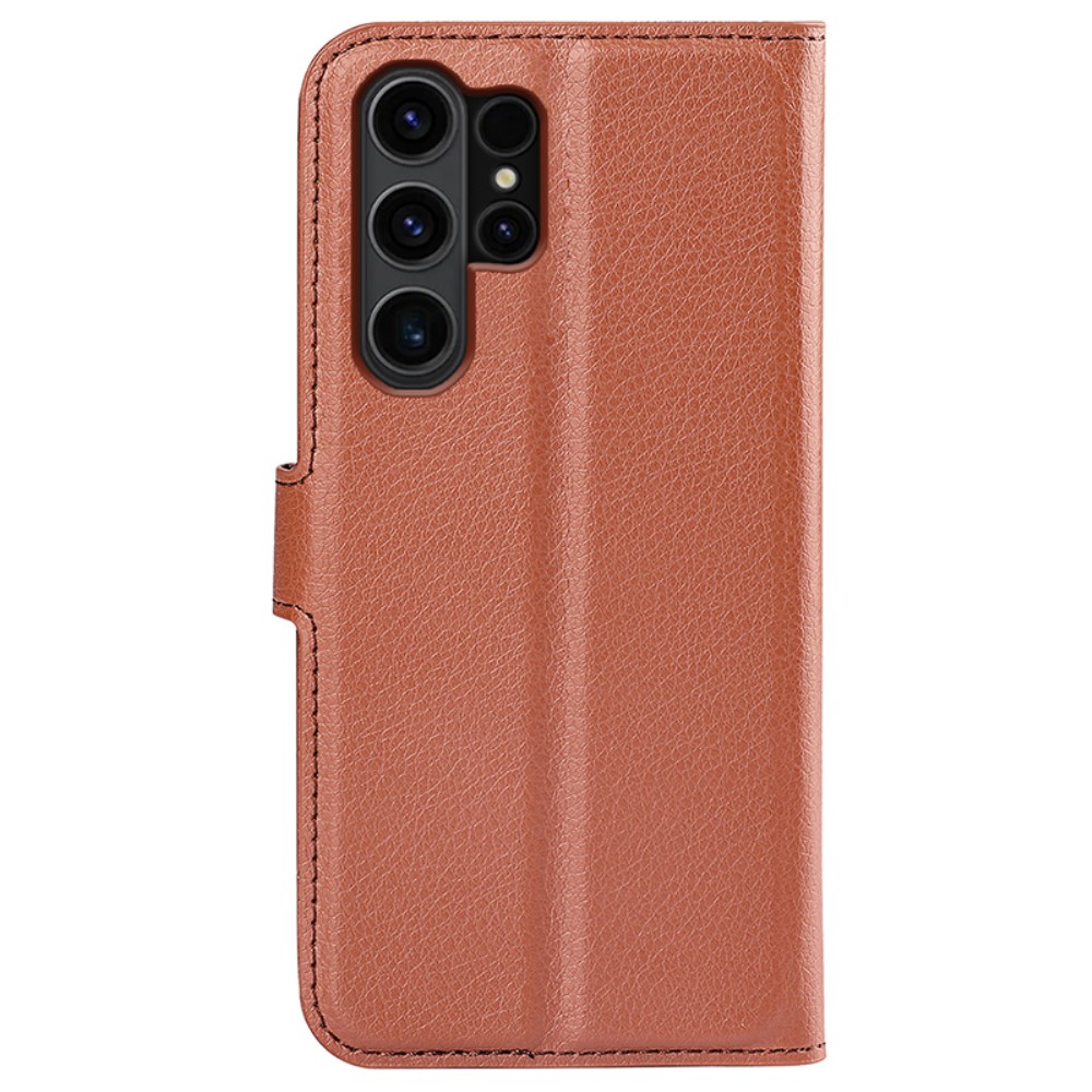  Samsung Galaxy S24 Ultra Fodral Läder Litchi Brun