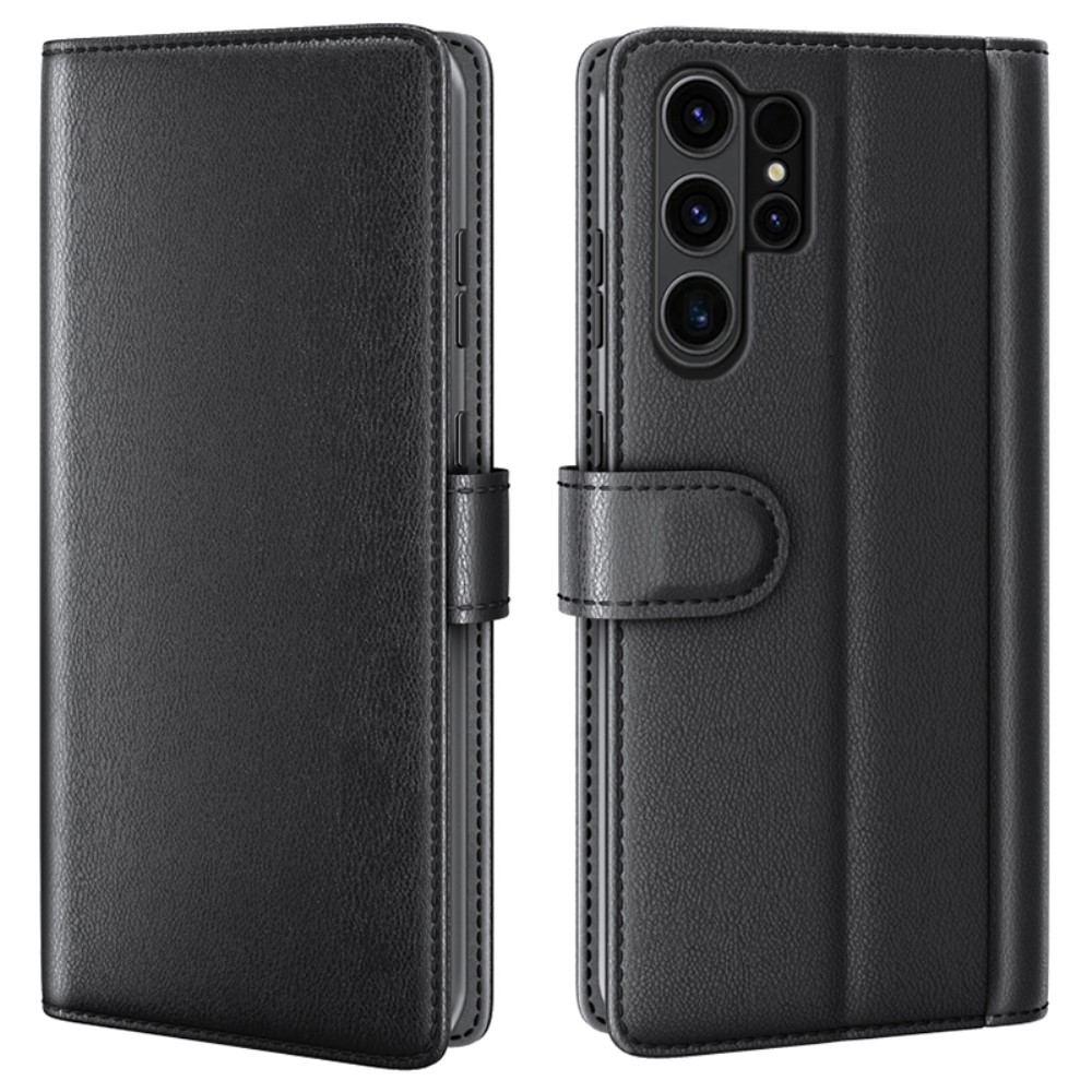  Samsung Galaxy S24 Ultra Fodral Premium Äkta Läder Svart