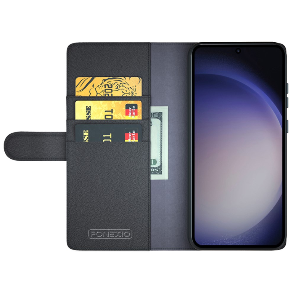 Samsung Galaxy S24 Ultra Fodral Premium Äkta Läder Svart
