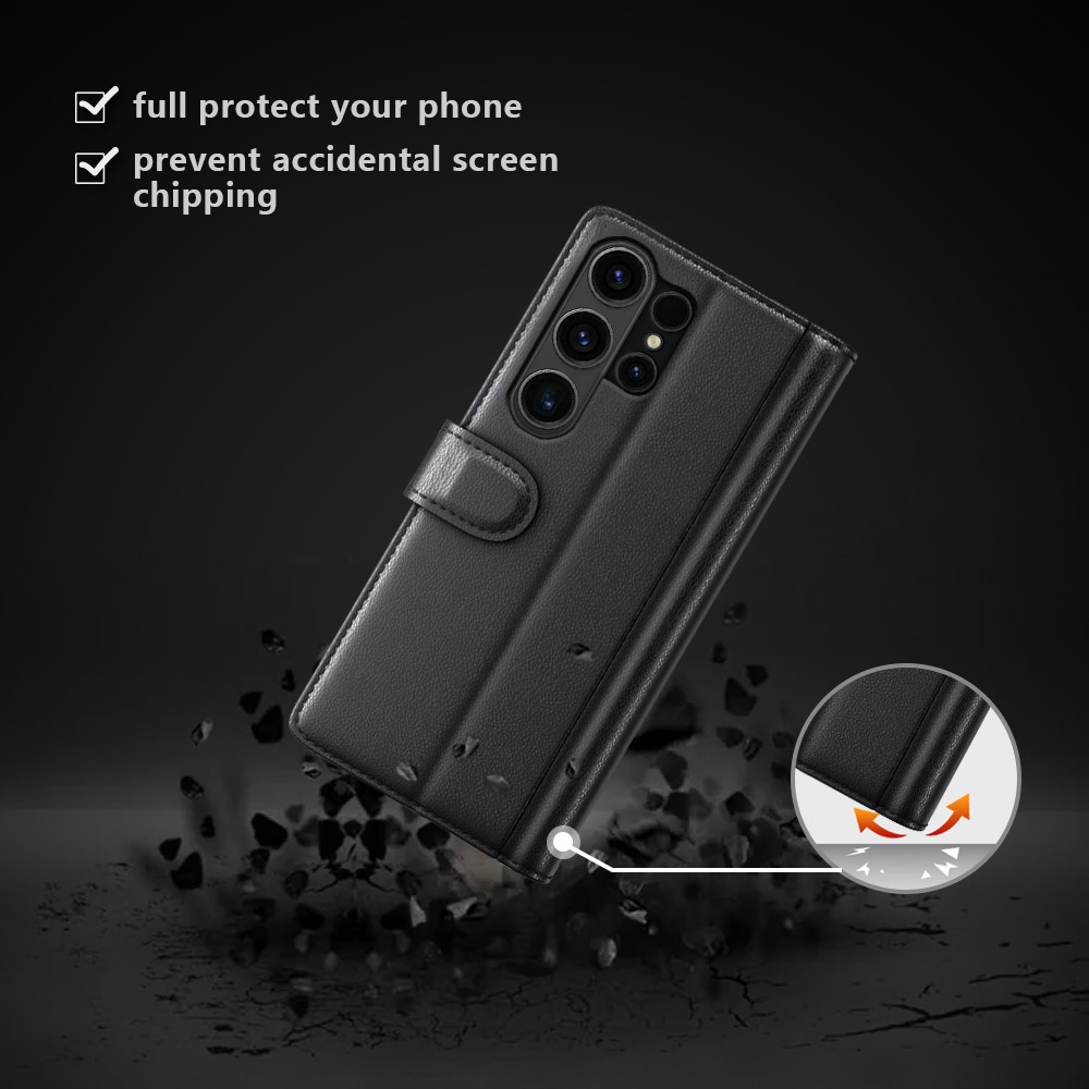  Samsung Galaxy S24 Ultra Fodral Premium Äkta Läder Svart