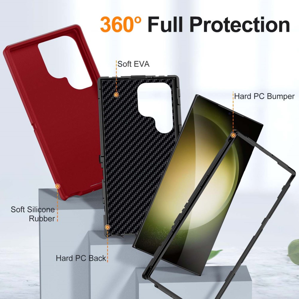  Galaxy S24 Ultra Skal Xtreme Shockproof Hybrid Röd/Svart