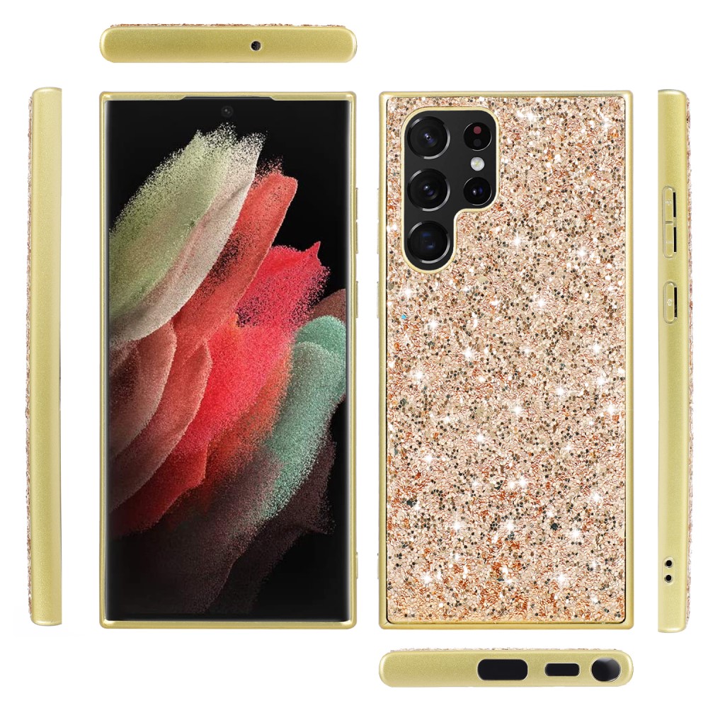  Galaxy S24 Ultra Skal Sparkling Glitter Guld