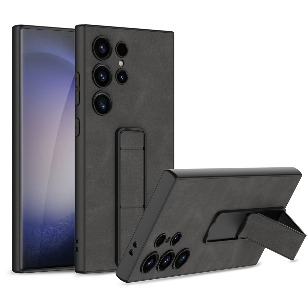 GKK GKK Galaxy S24 Ultra Skal Läder Kickstand Matt Grå