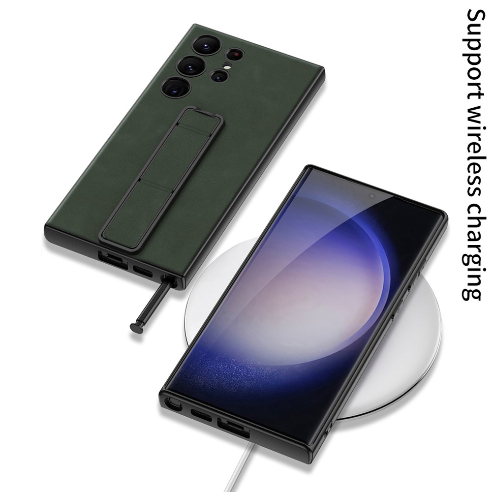 GKK GKK Galaxy S24 Ultra Skal Läder Kickstand Matt Svart