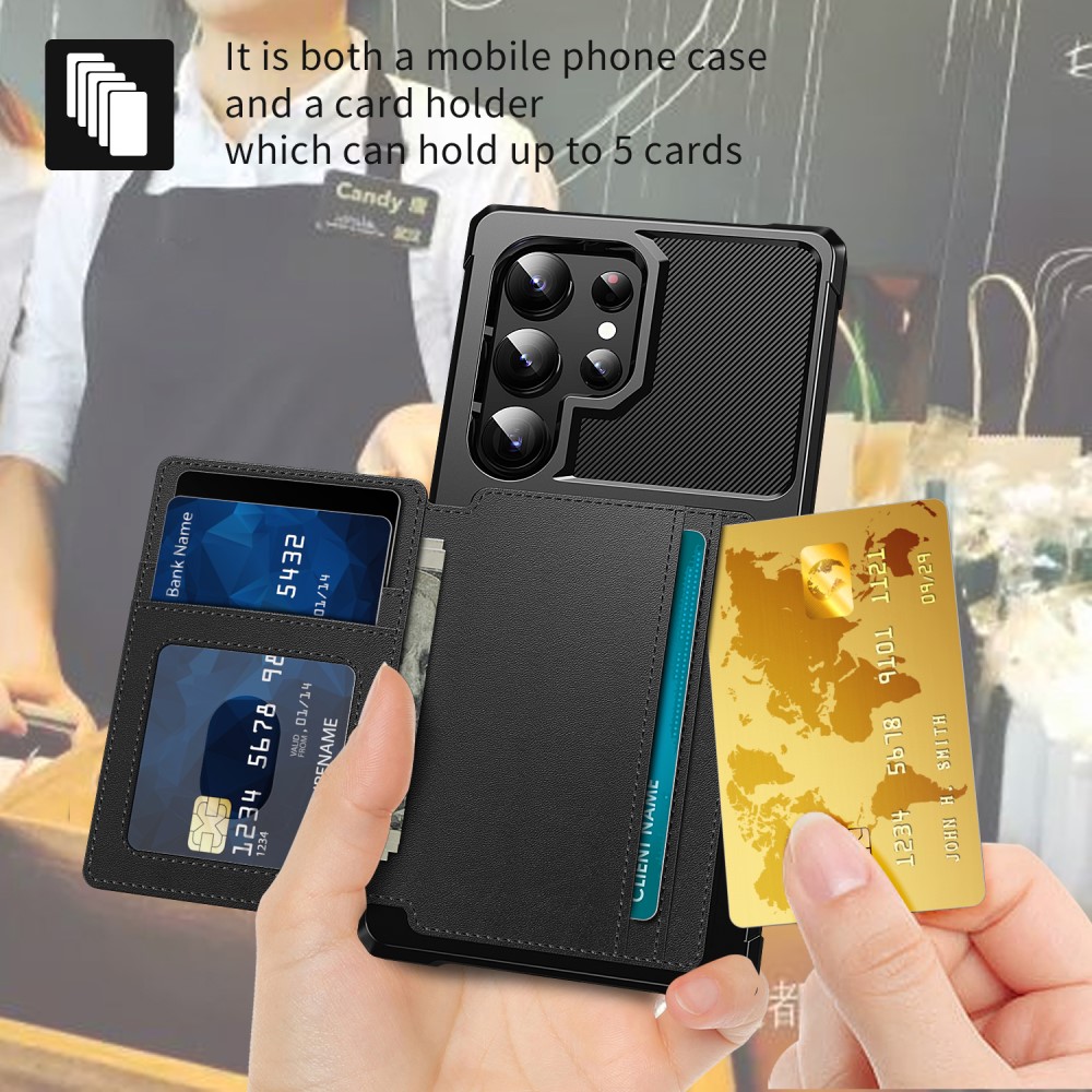  Galaxy S24 Ultra Skal Med Plånboksfunktion Svart