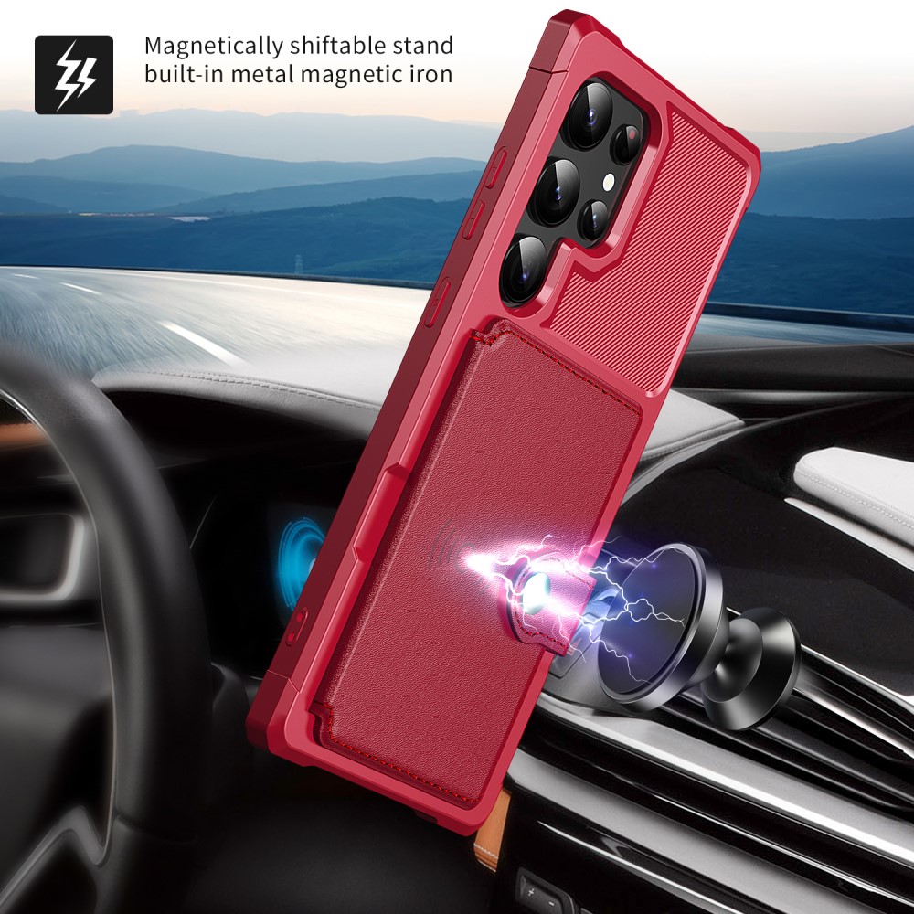 Galaxy S24 Ultra Skal Med Plånboksfunktion Röd