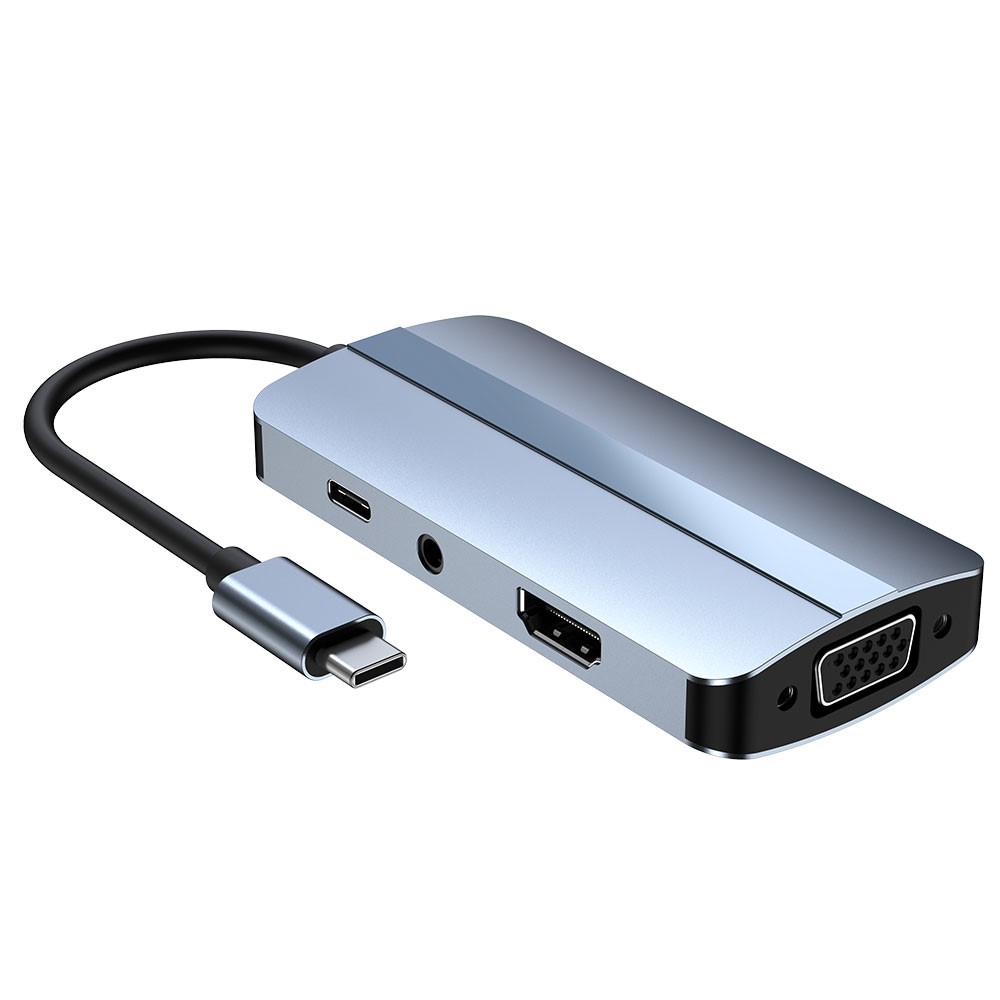  7in1 100W USB-C Dockningsstation VGA/USB-C/USB 3.0 Blå