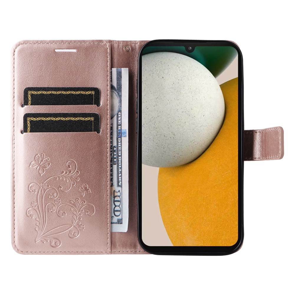 Samsung Galaxy A15 5G Fodral Fjäril Tryck Roséguld