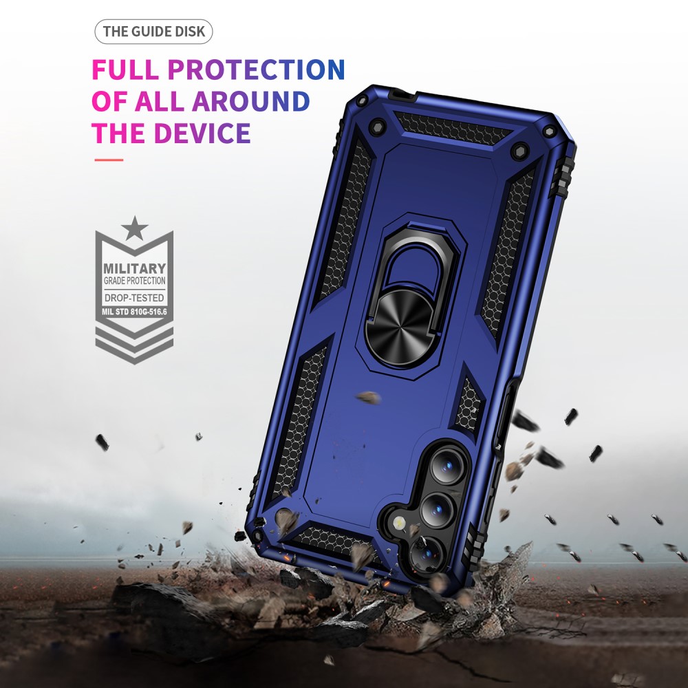  Samsung Galaxy A15 5G Skal Armor Ring Hybrid Blå