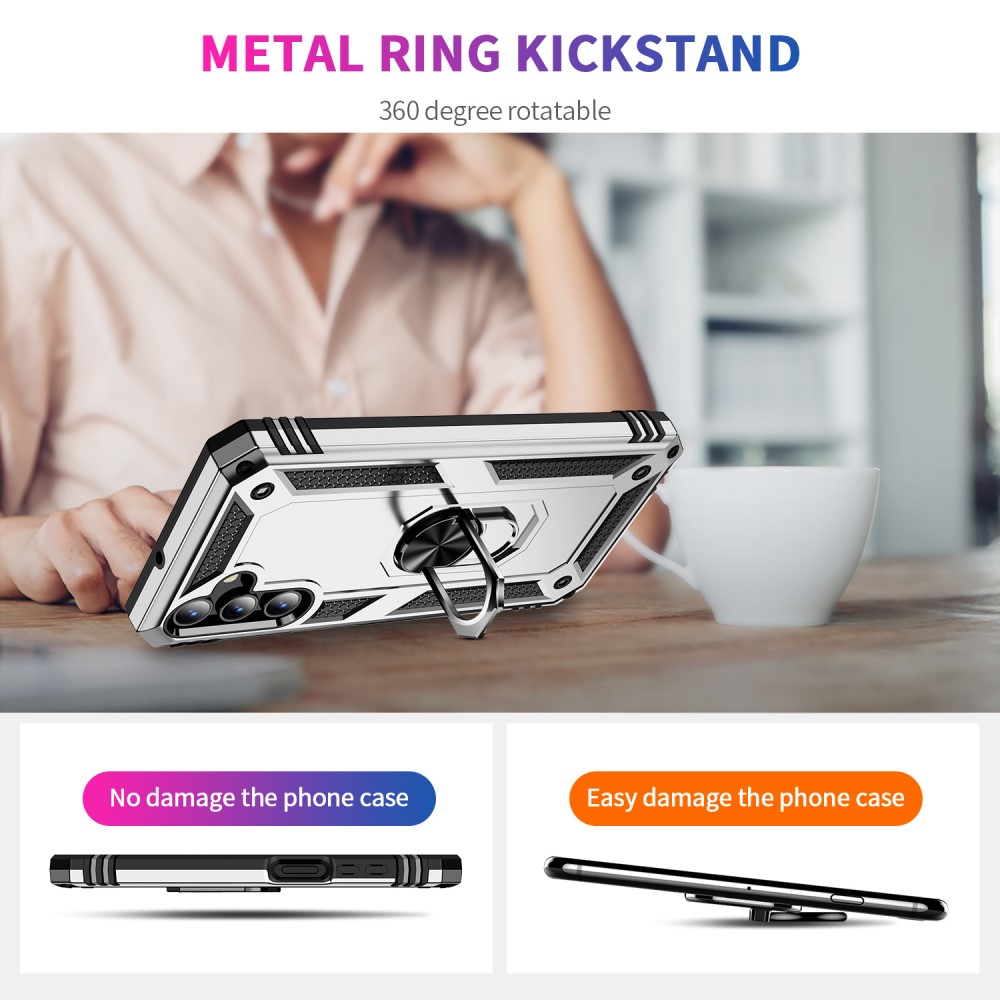  Samsung Galaxy A15 5G Skal Armor Ring Hybrid Silver