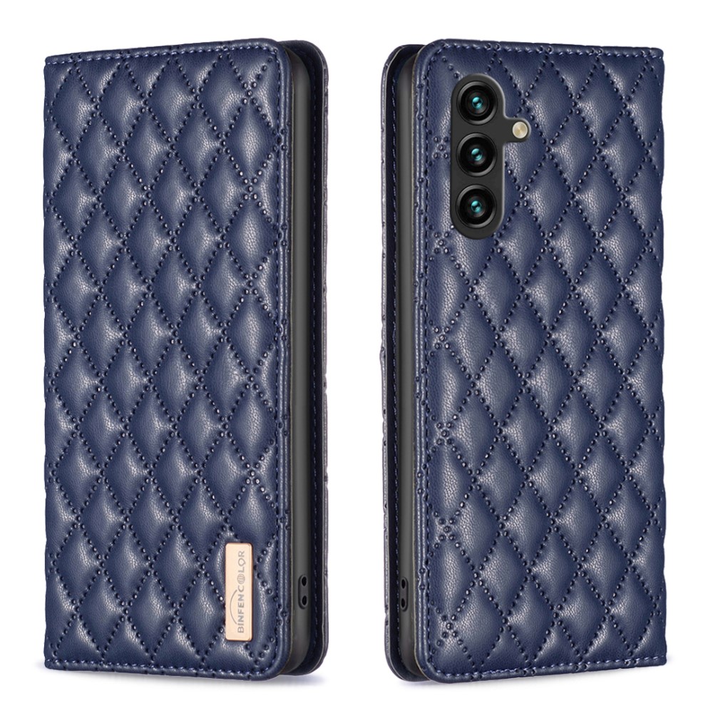 BINFEN BINFEN Galaxy A35 5G Fodral Flip Diamond Läder Blå