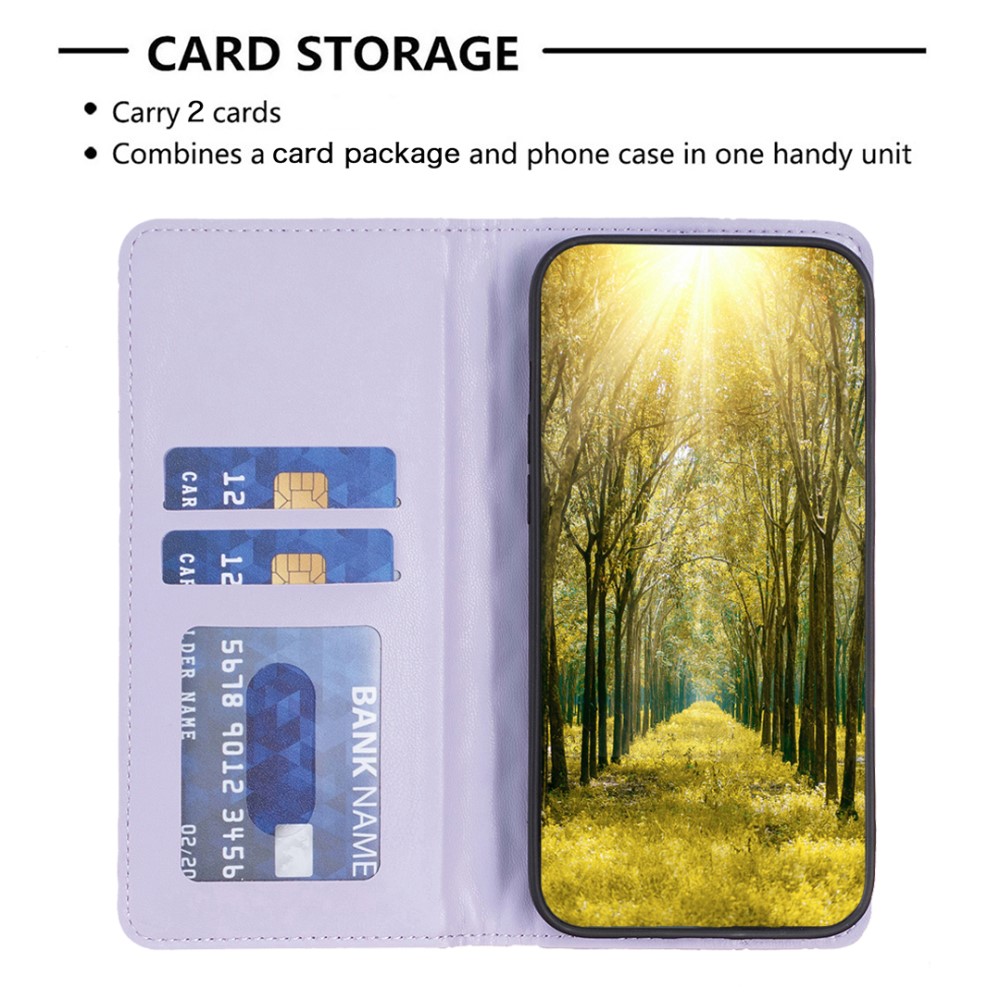 BINFEN BINFEN Galaxy A35 5G Fodral Flip Diamond Läder Lila