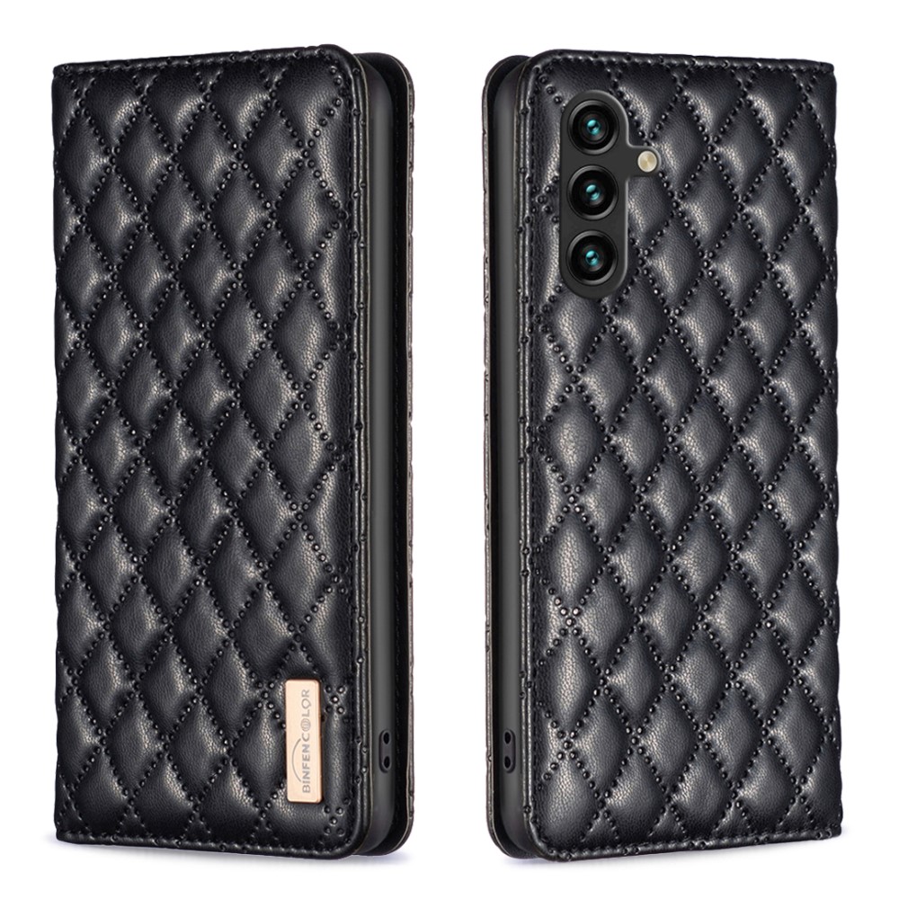 BINFEN BINFEN Galaxy A35 5G Fodral Flip Diamond Läder Svart