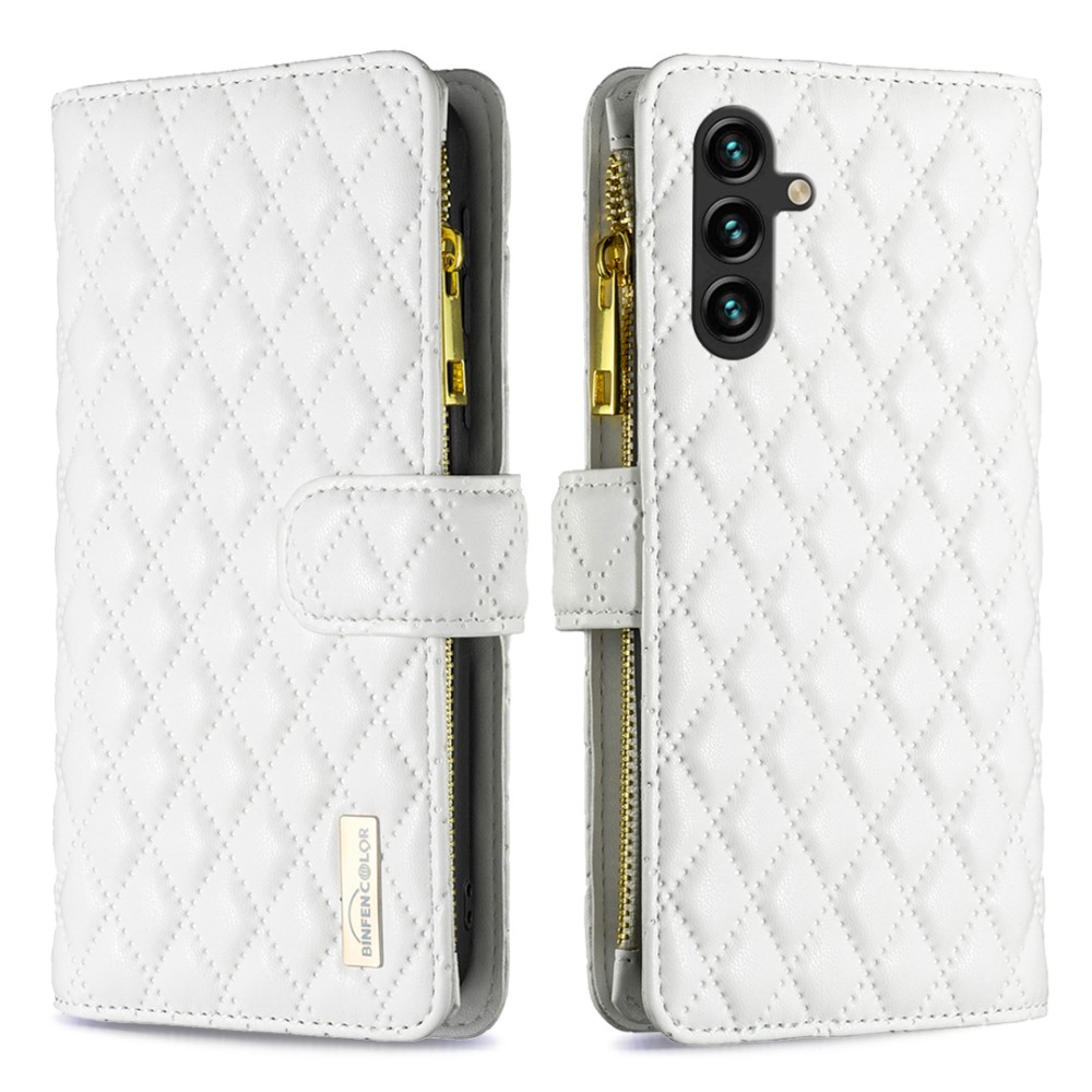 BINFEN BINFEN Galaxy A35 5G Fodral Diamond Multifunktionell Vit
