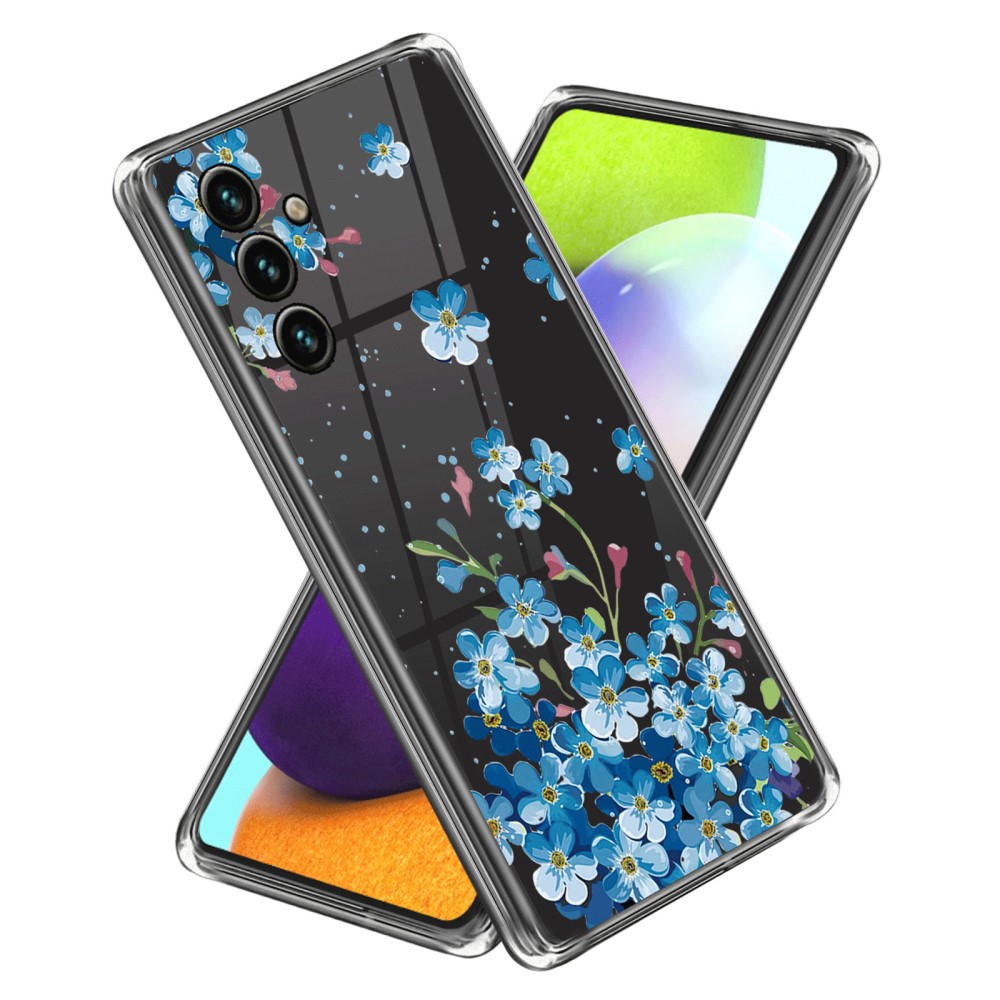  Samsung Galaxy A15 5G Skal TPU Med Tryck Blå Blommor
