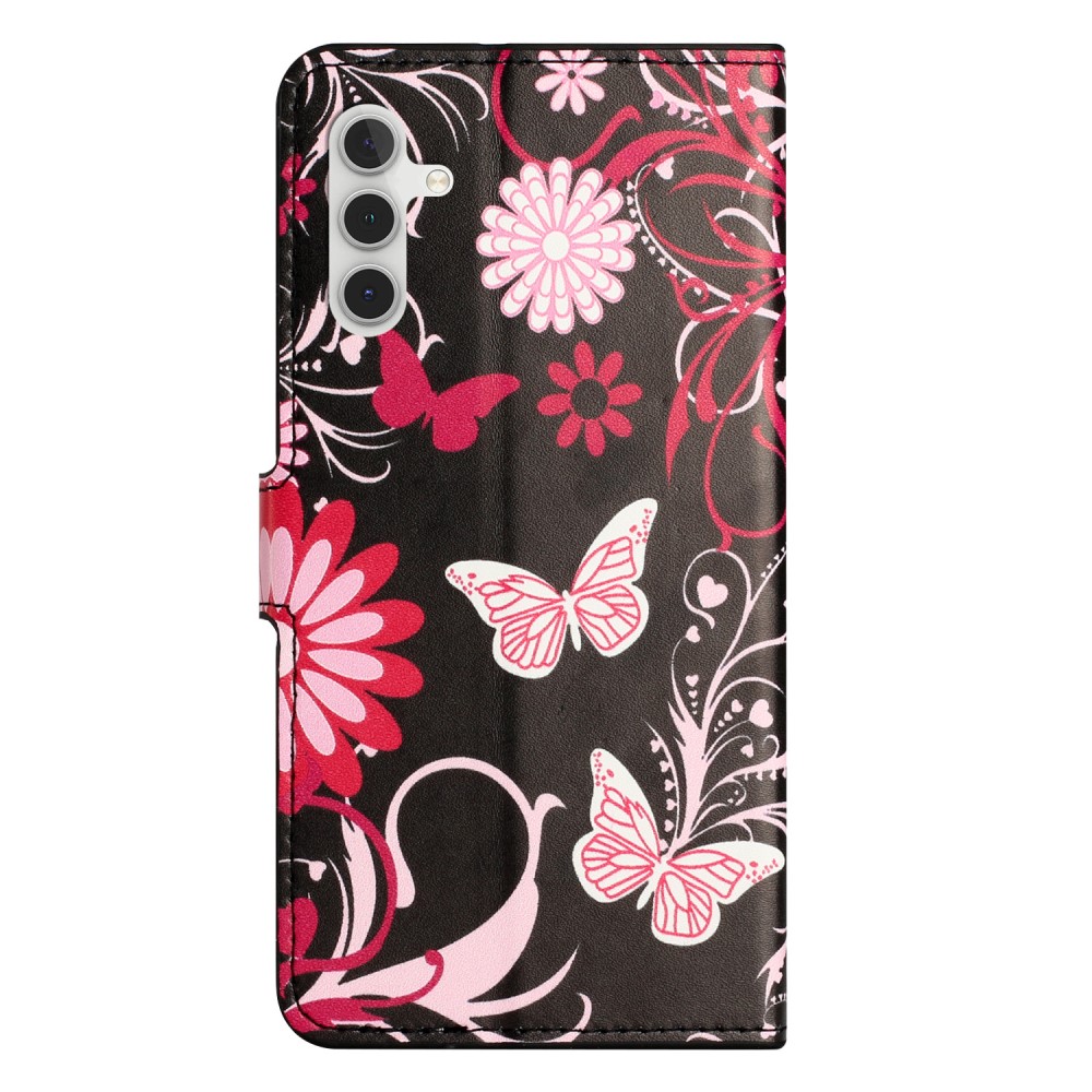  Samsung Galaxy A35 5G Fodral Med Tryck Rosa/Röd Fjärilar