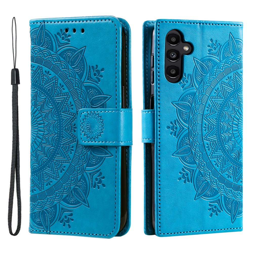  Samsung Galaxy A35 5G Fodral Mandala Läder Blå