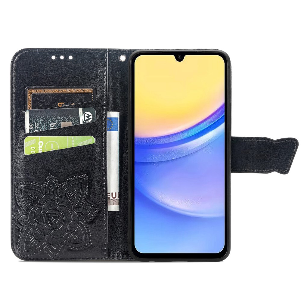  Samsung Galaxy A15 5G Fodral Big Butterfly Svart