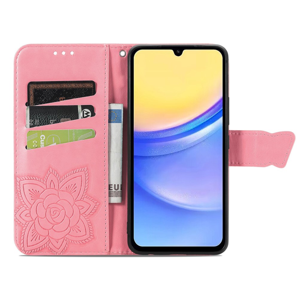  Samsung Galaxy A15 5G Fodral Big Butterfly Rosa
