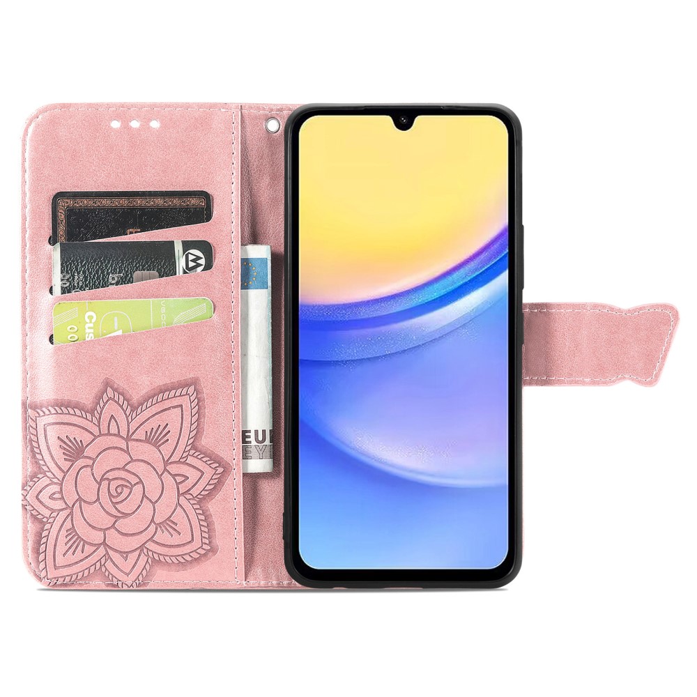  Samsung Galaxy A15 5G Fodral Big Butterfly Roséguld