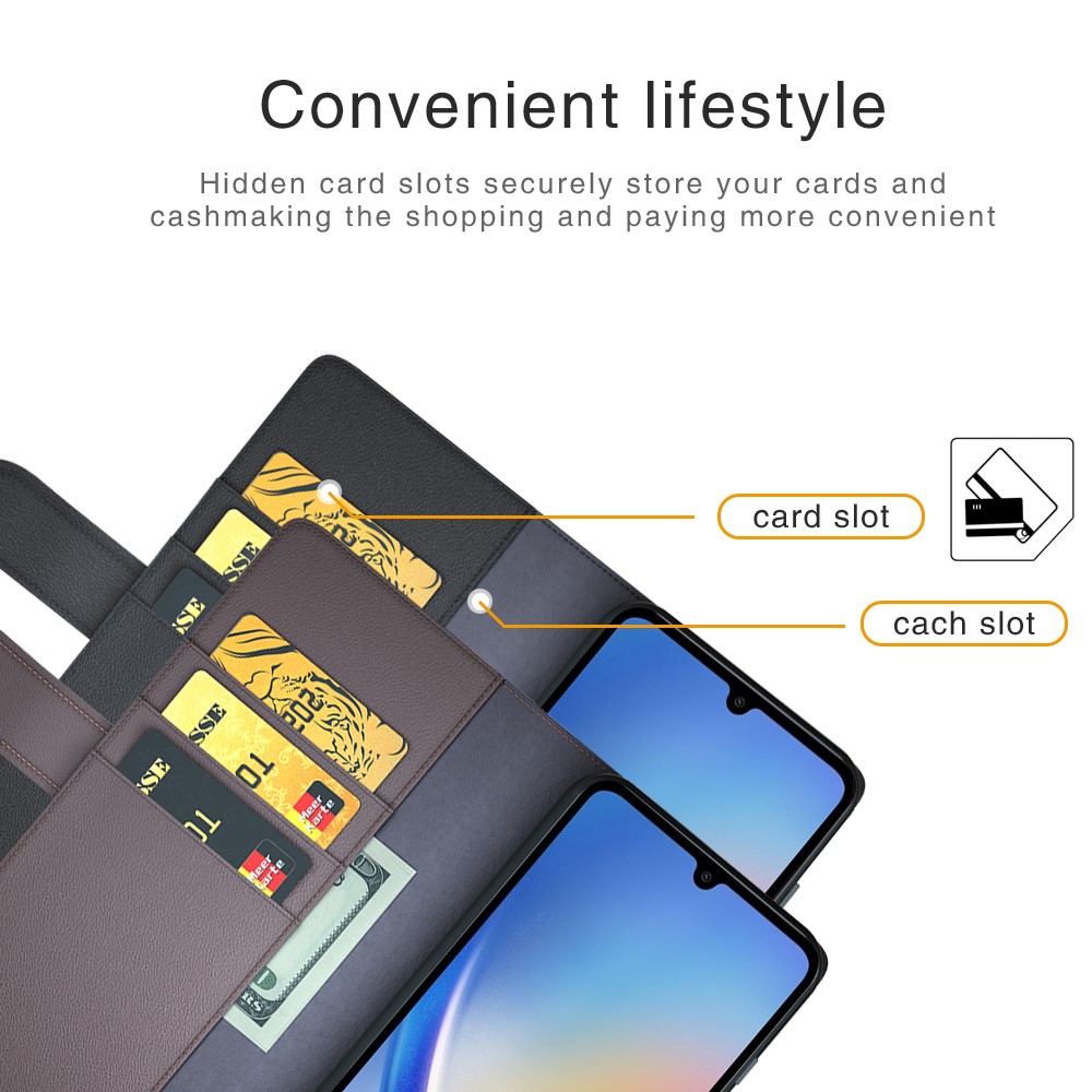  Samsung Galaxy A35 5G Fodral Premium Äkta Läder Svart
