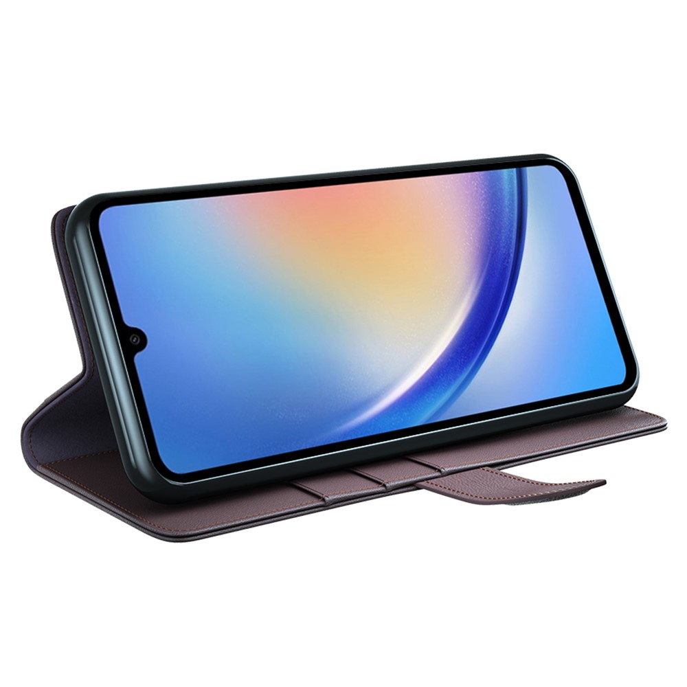  Samsung Galaxy A35 5G Fodral Premium Äkta Läder Brun
