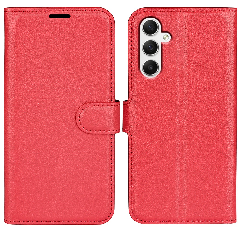  Samsung Galaxy A35 5G Fodral Läder Litchi Röd
