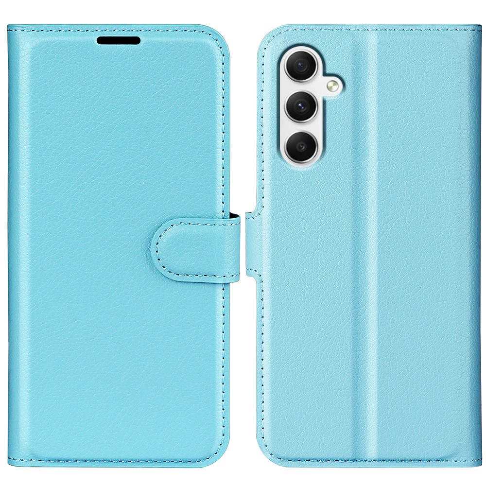  Samsung Galaxy A35 5G Fodral Läder Litchi Ljus Blå