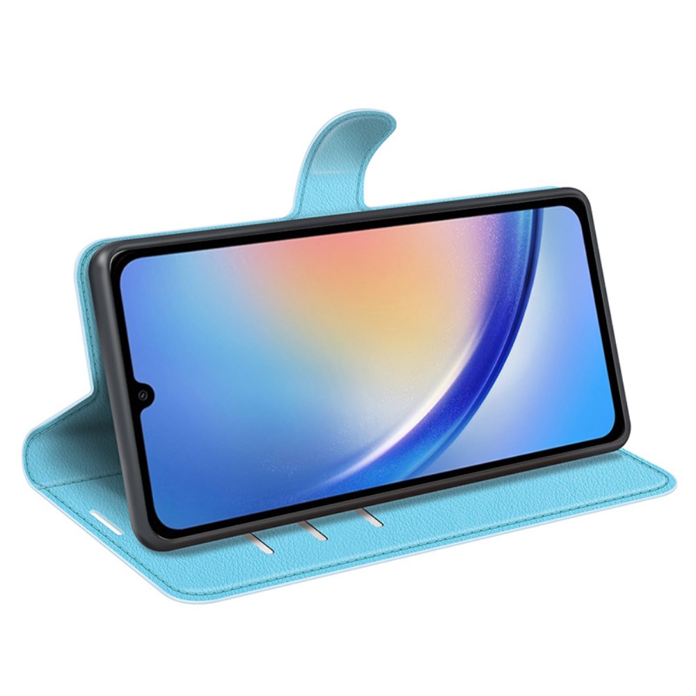  Samsung Galaxy A35 5G Fodral Läder Litchi Ljus Blå