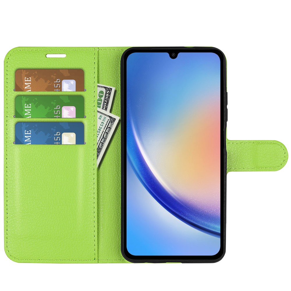  Samsung Galaxy A35 5G Fodral Läder Litchi Grön