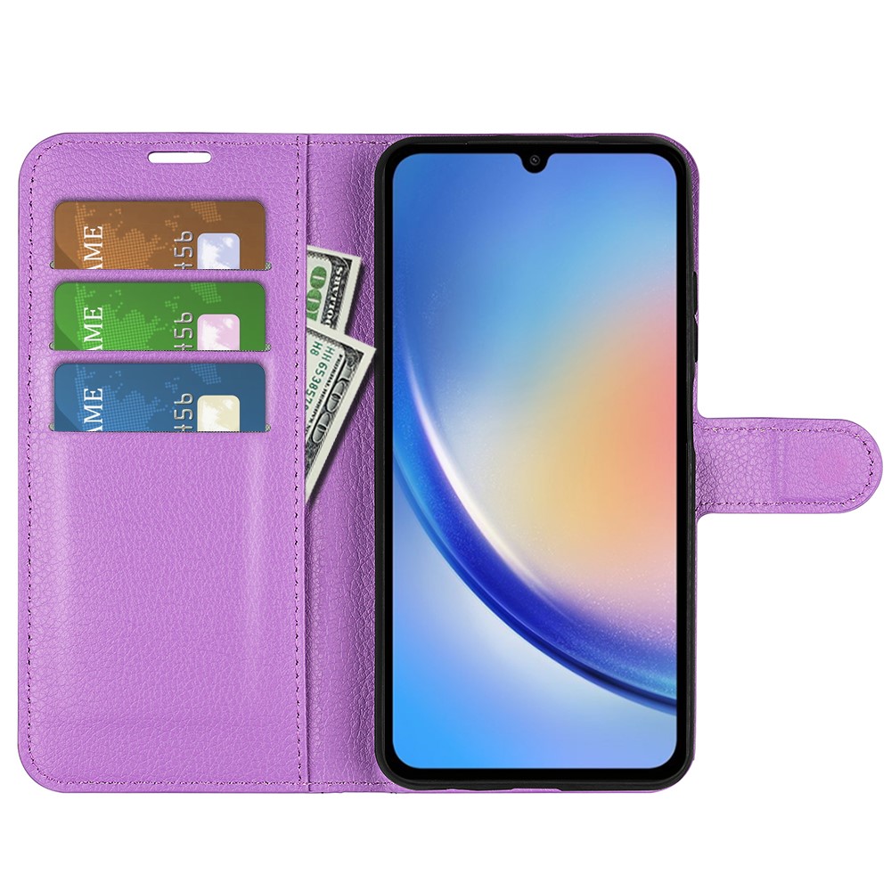  Samsung Galaxy A35 5G Fodral Läder Litchi Lila