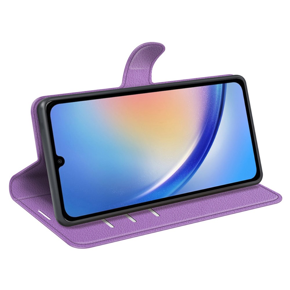 Samsung Galaxy A35 5G Fodral Läder Litchi Lila